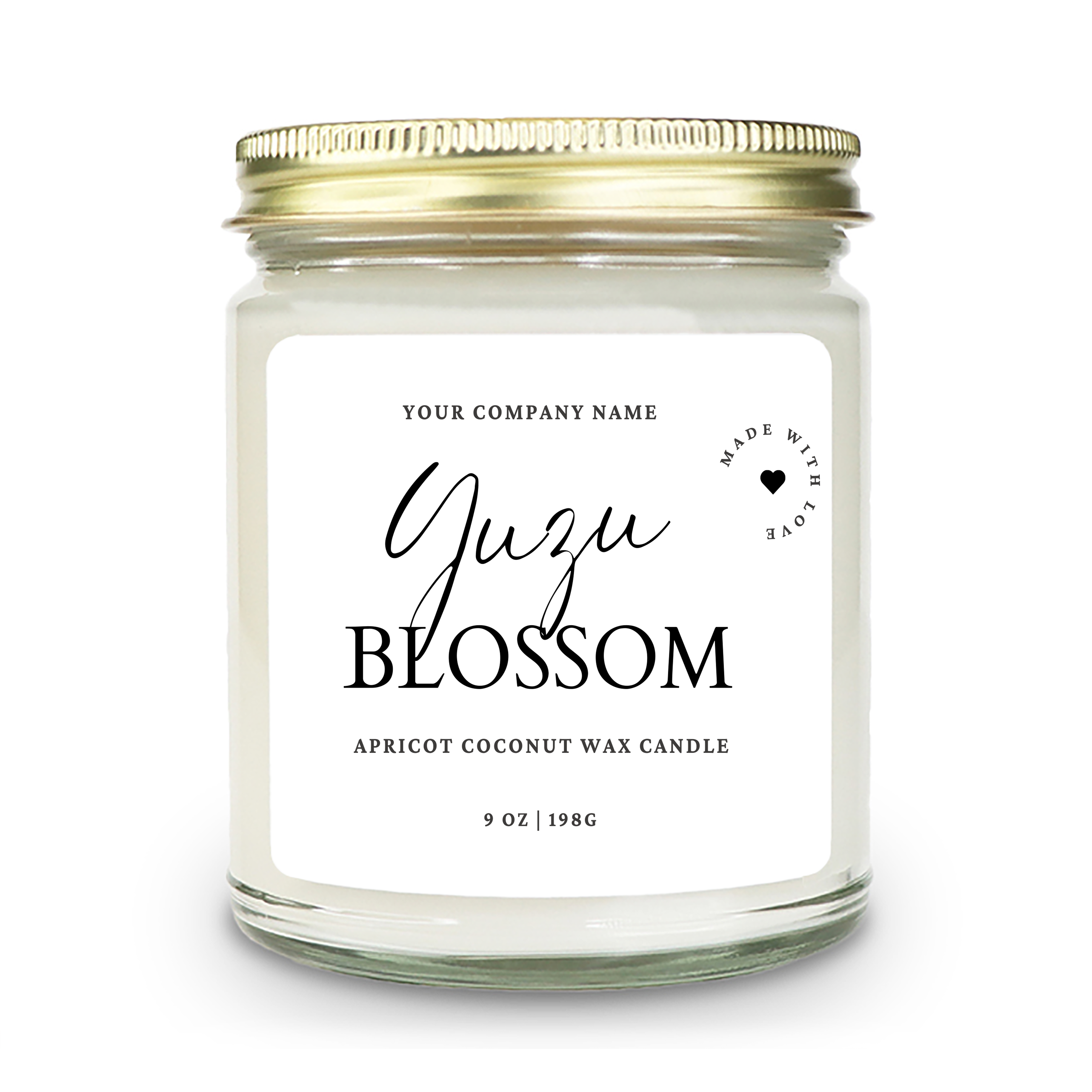 Pre-Designed Label, Clear Glass Jar Candle Style 1