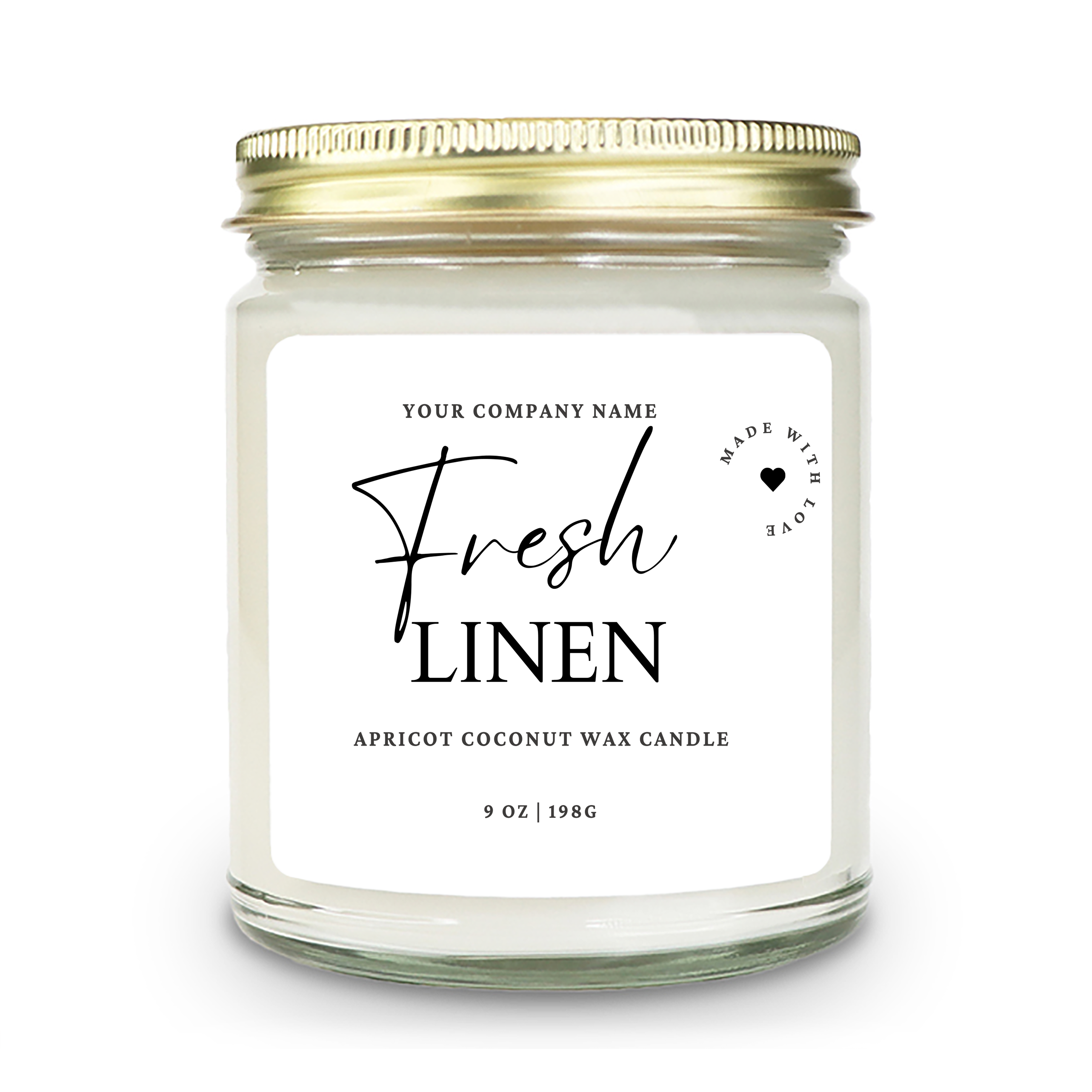 Pre-Designed Label, Clear Glass Jar Candle Style 1