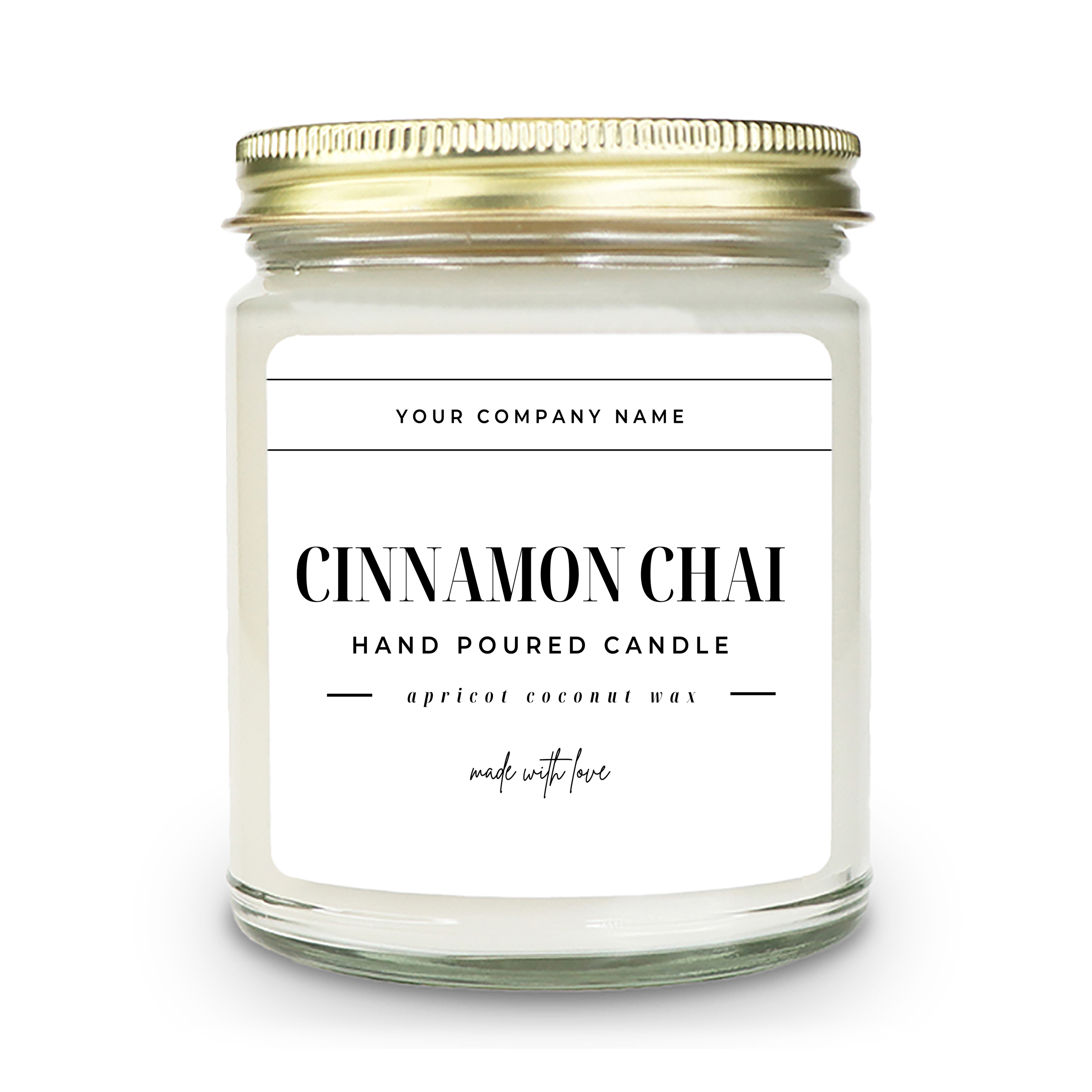 Pre-Designed Label, Clear Glass Jar Candle Style 2