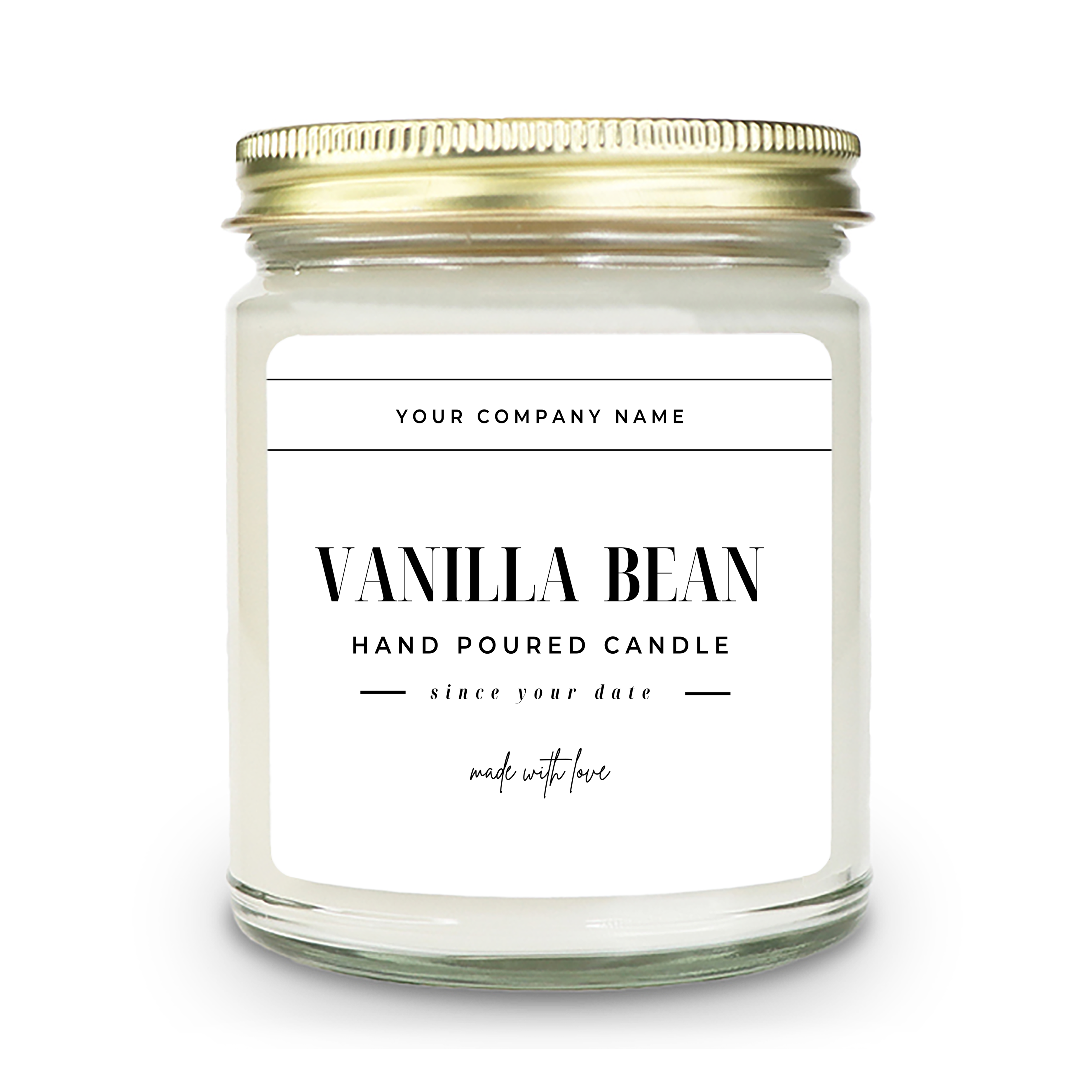 Pre-Designed Label, Clear Glass Jar Candle Style 2