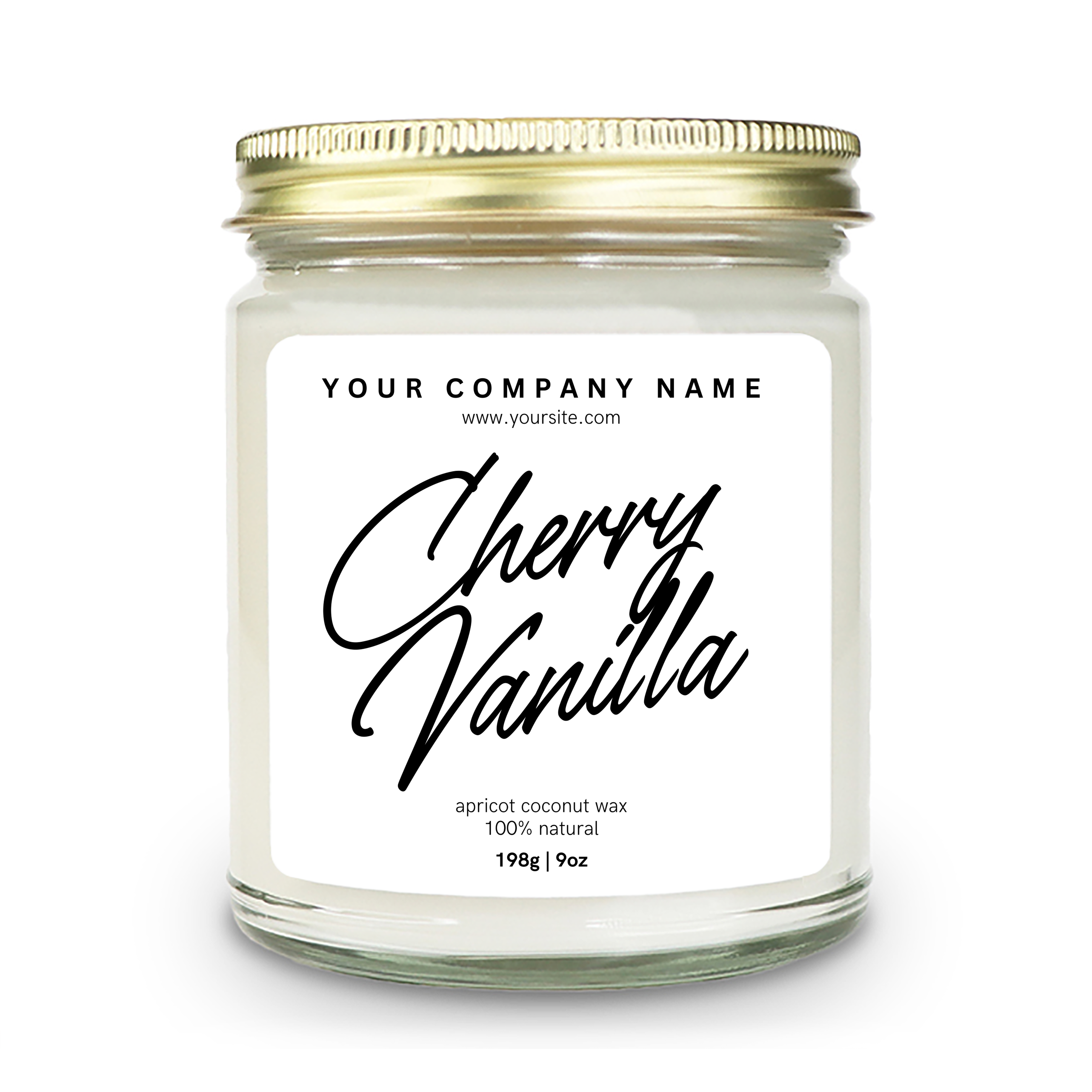 Pre-Designed Label, Clear Glass Jar Candle Style 3