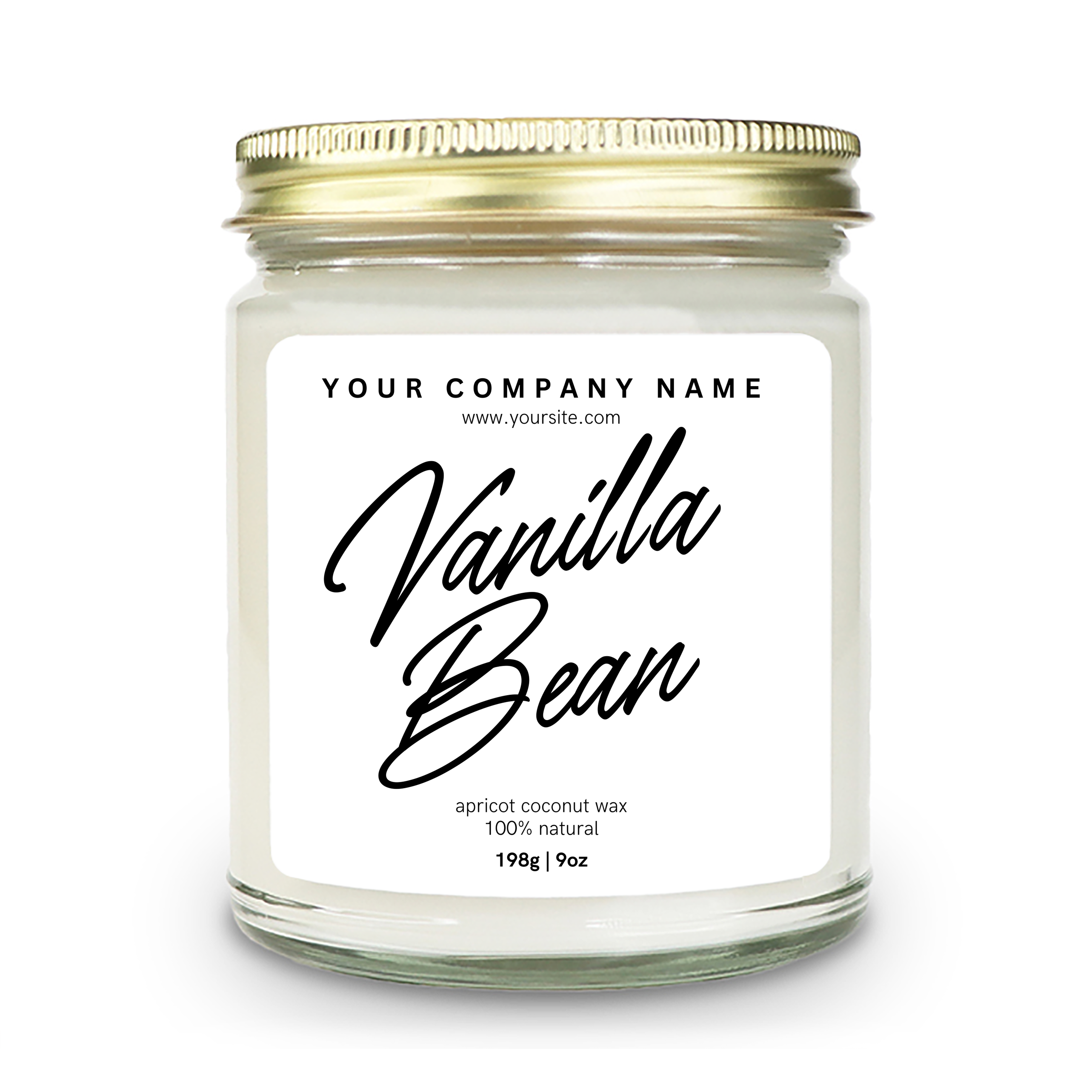 Pre-Designed Label, Clear Glass Jar Candle Style 3