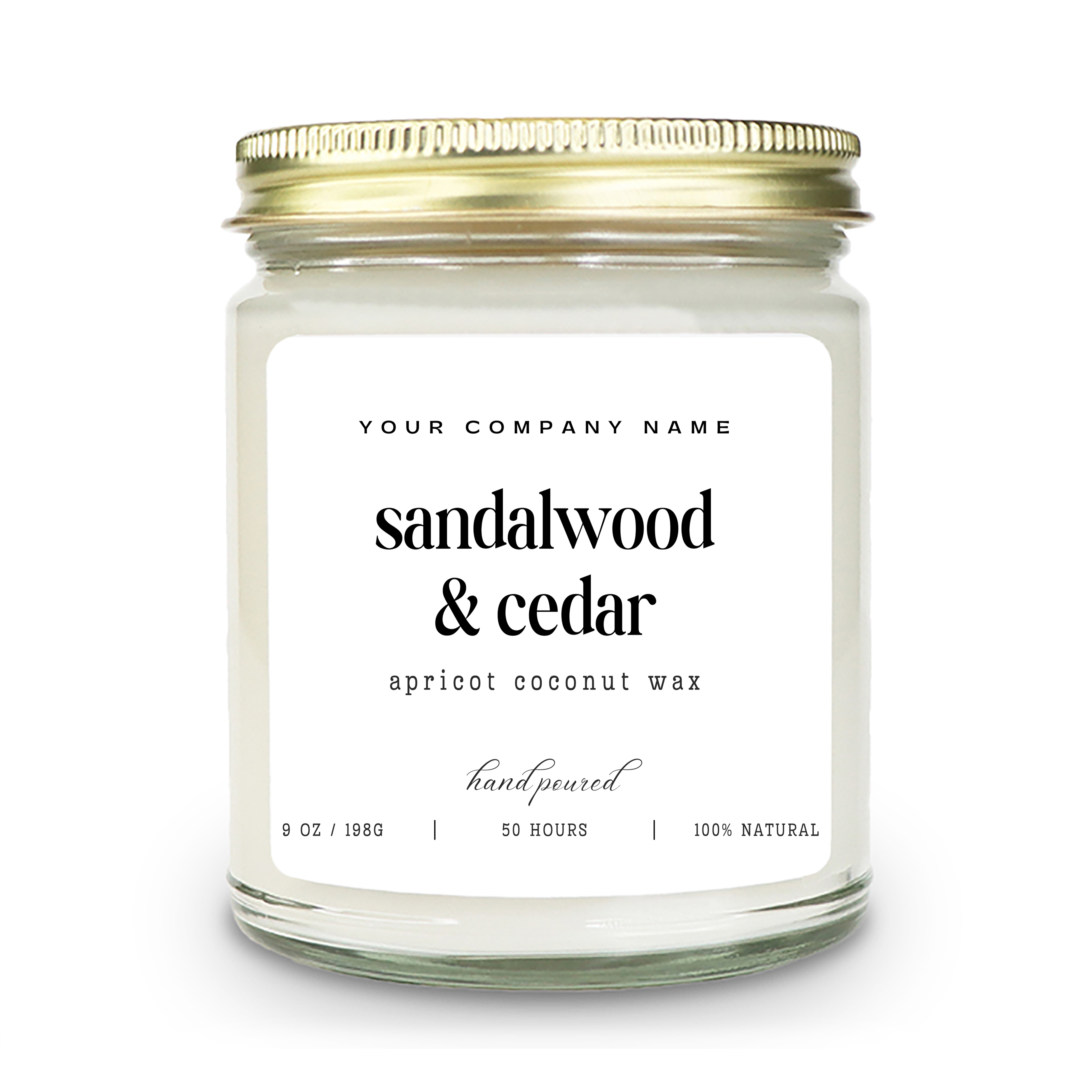 Pre-Designed Label, Clear Glass Jar Candle Style 4