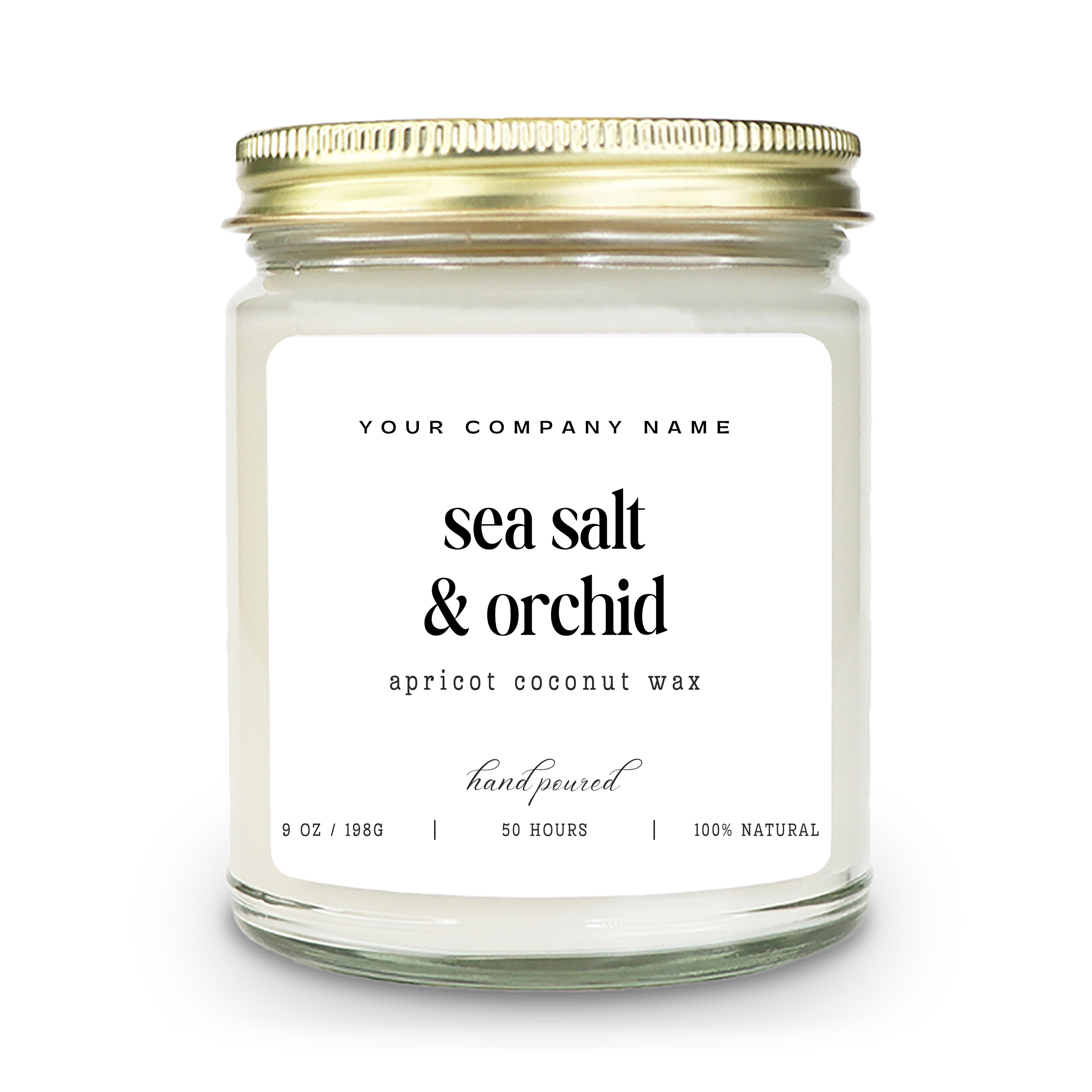 Pre-Designed Label, Clear Glass Jar Candle Style 4