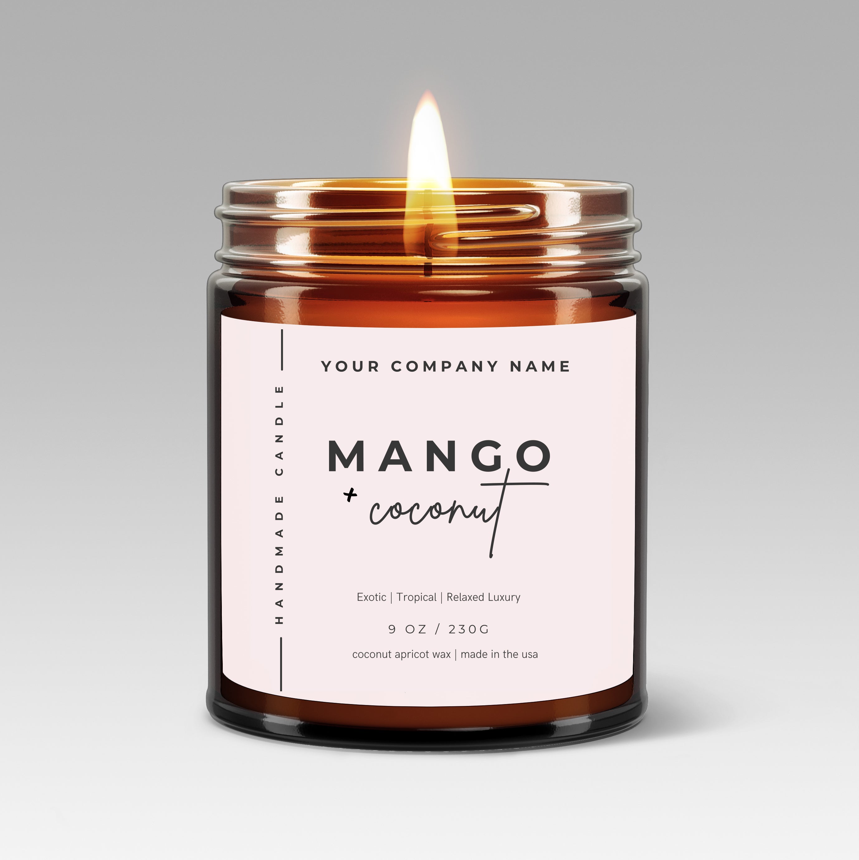 Pre-Designed Label, Amber Glass Jar Candle Style 8