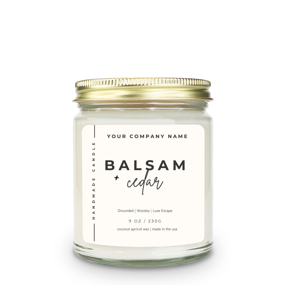 Pre-Designed Label, Clear Glass Jar Candle Style 9