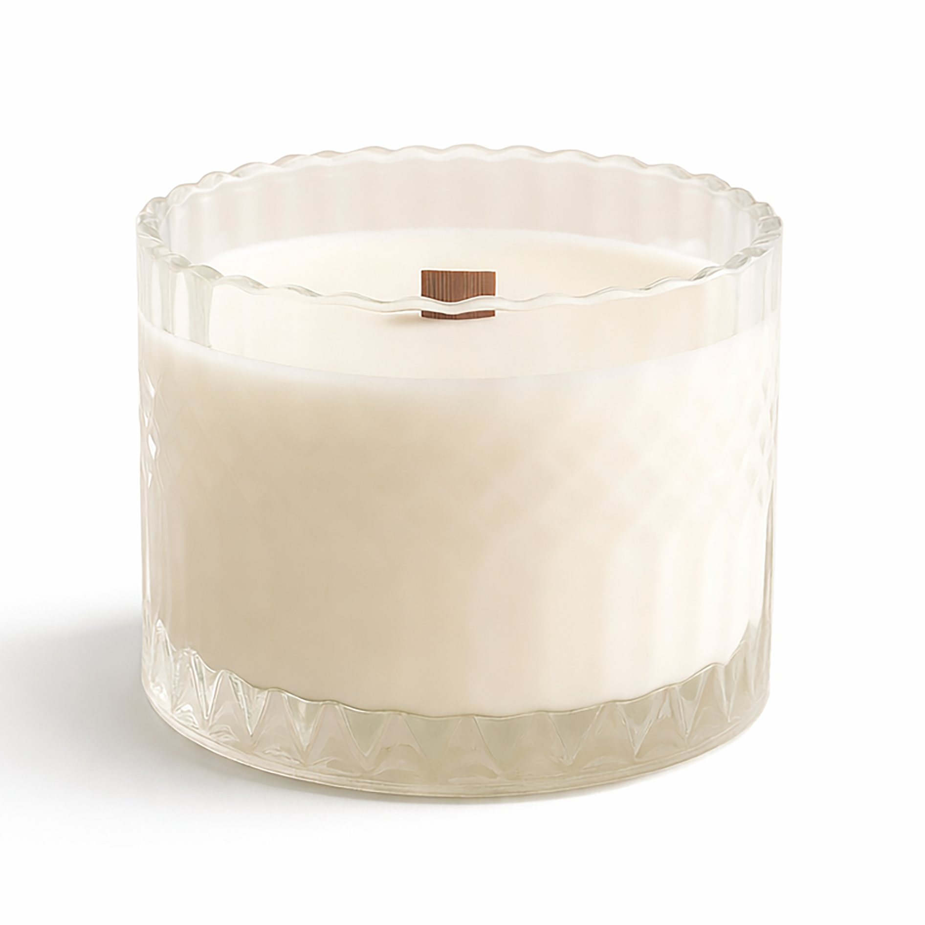 Faceted Crystal Glass Candle with Wooden Wick & Lid – Luxe Shelf-Ready Retail Candle
