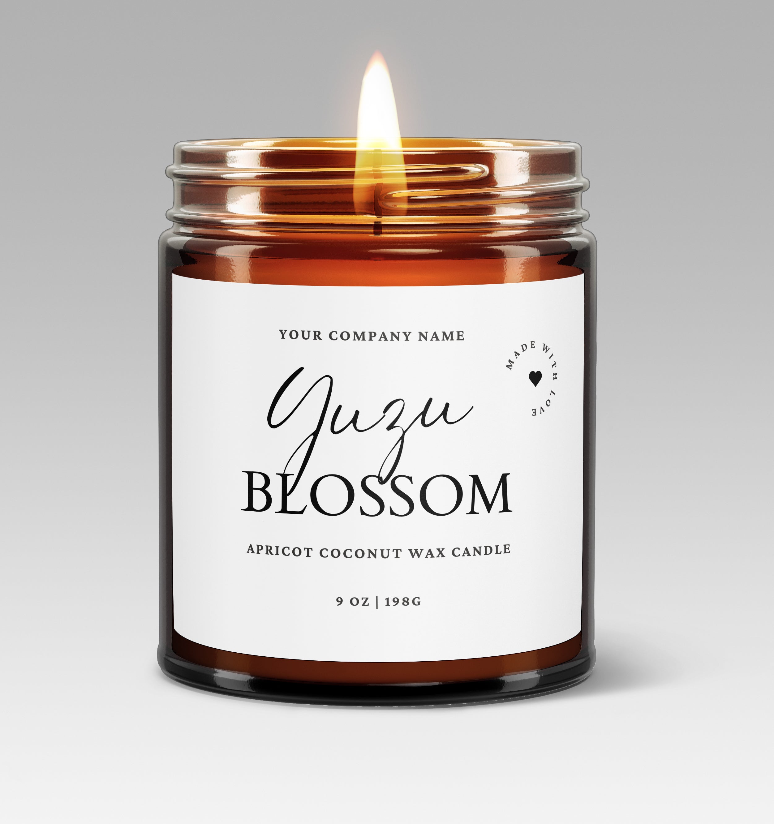 Pre-Designed Label, Amber Glass Jar Candle Style 1