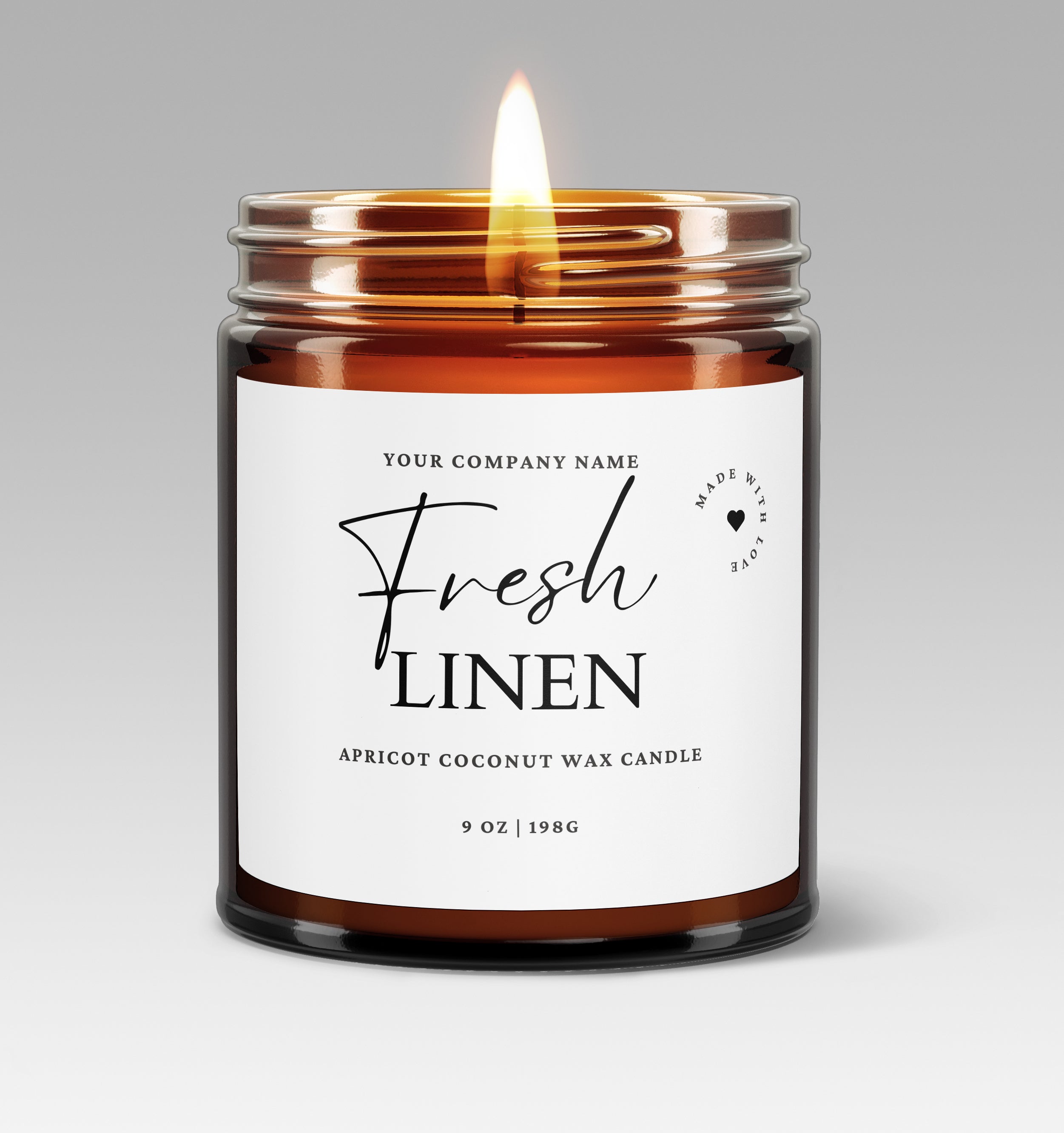 Pre-Designed Label, Amber Glass Jar Candle Style 1
