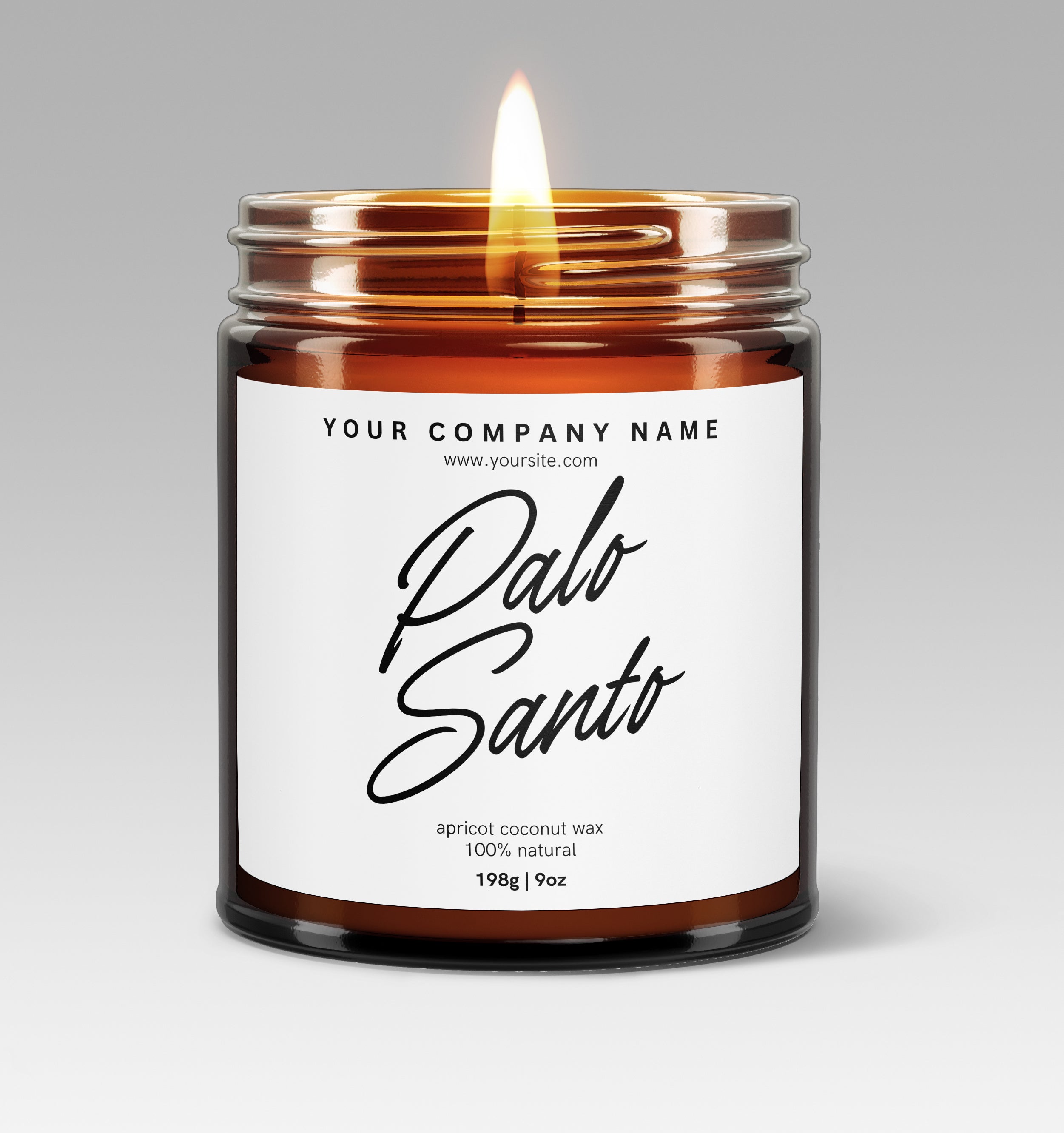 Pre-Designed Label, Amber Glass Jar Candle Style 3