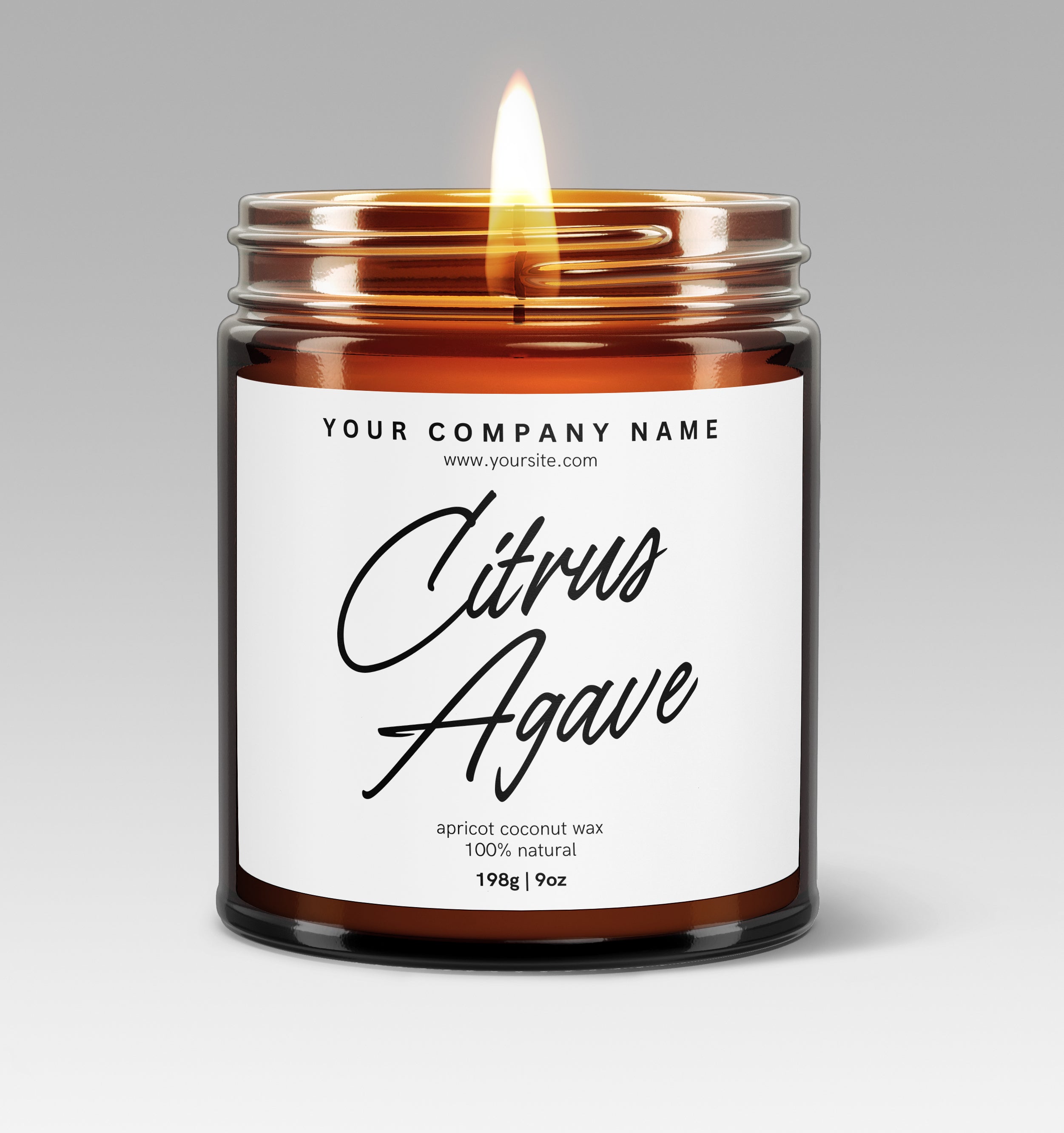 Pre-Designed Label, Amber Glass Jar Candle Style 3