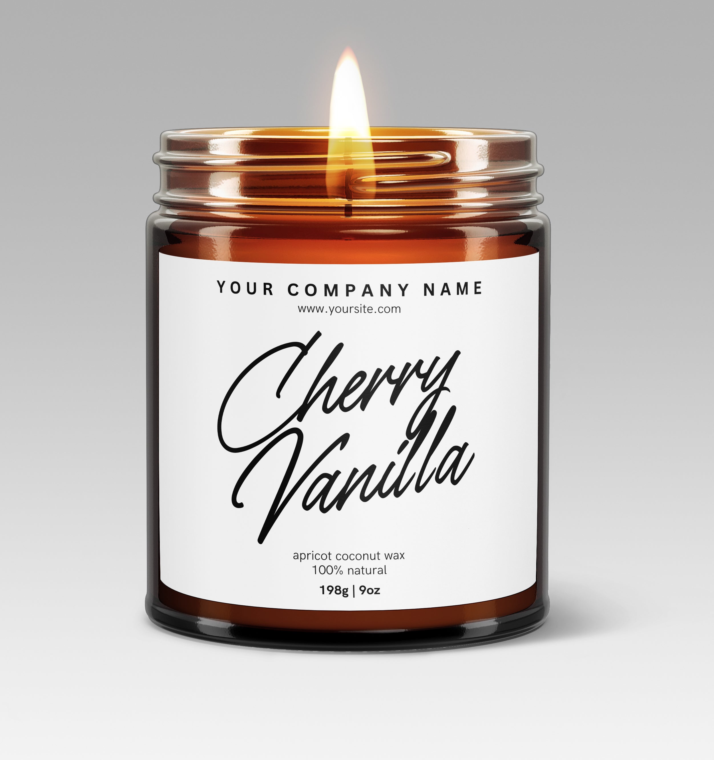 Pre-Designed Label, Amber Glass Jar Candle Style 3