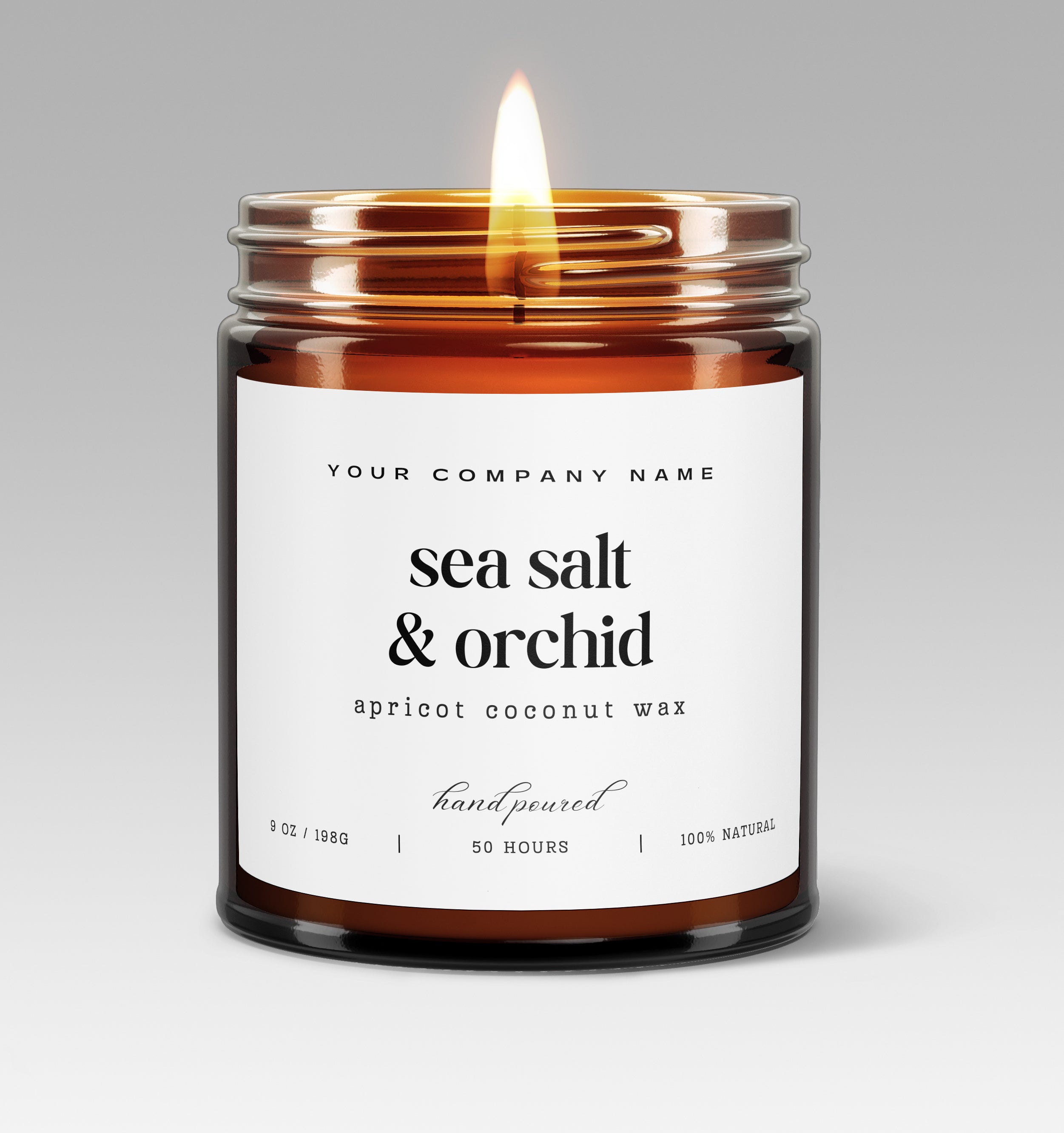 Pre-Designed Label, Amber Glass Jar Candle Style 4