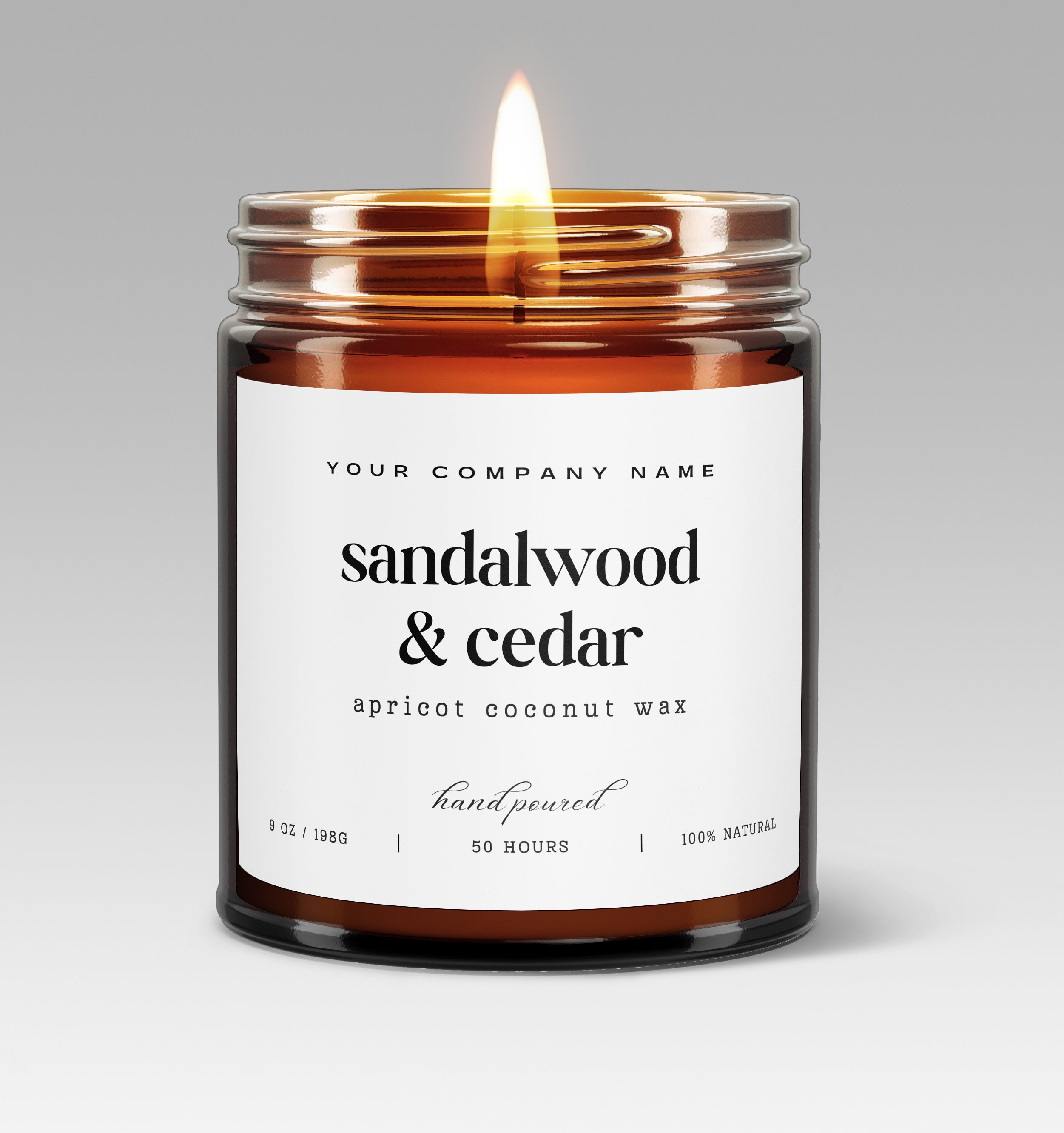 Pre-Designed Label, Amber Glass Jar Candle Style 4