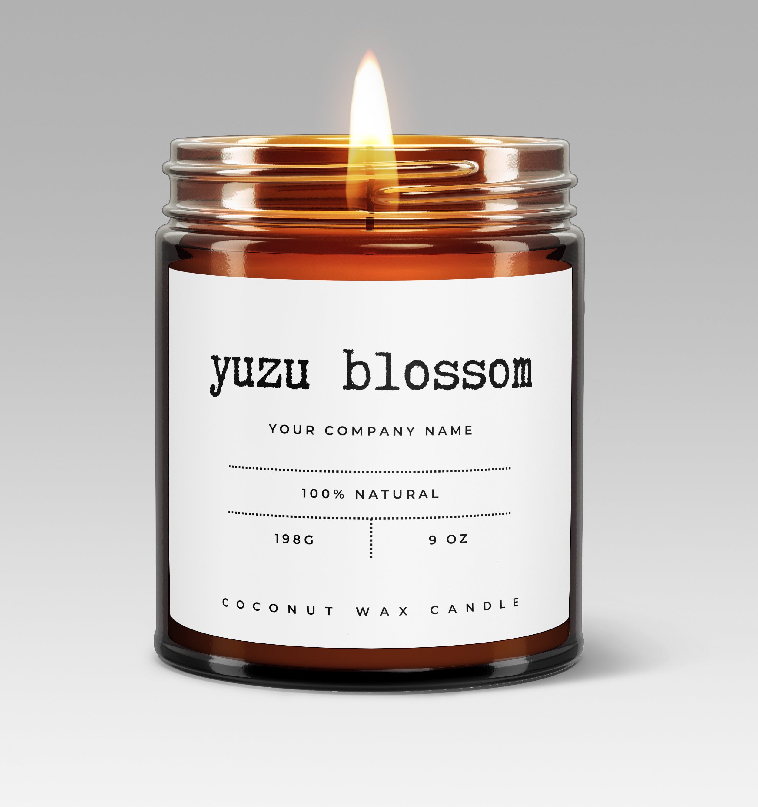 Pre-Designed Label, Amber Glass Jar Candle Style 6