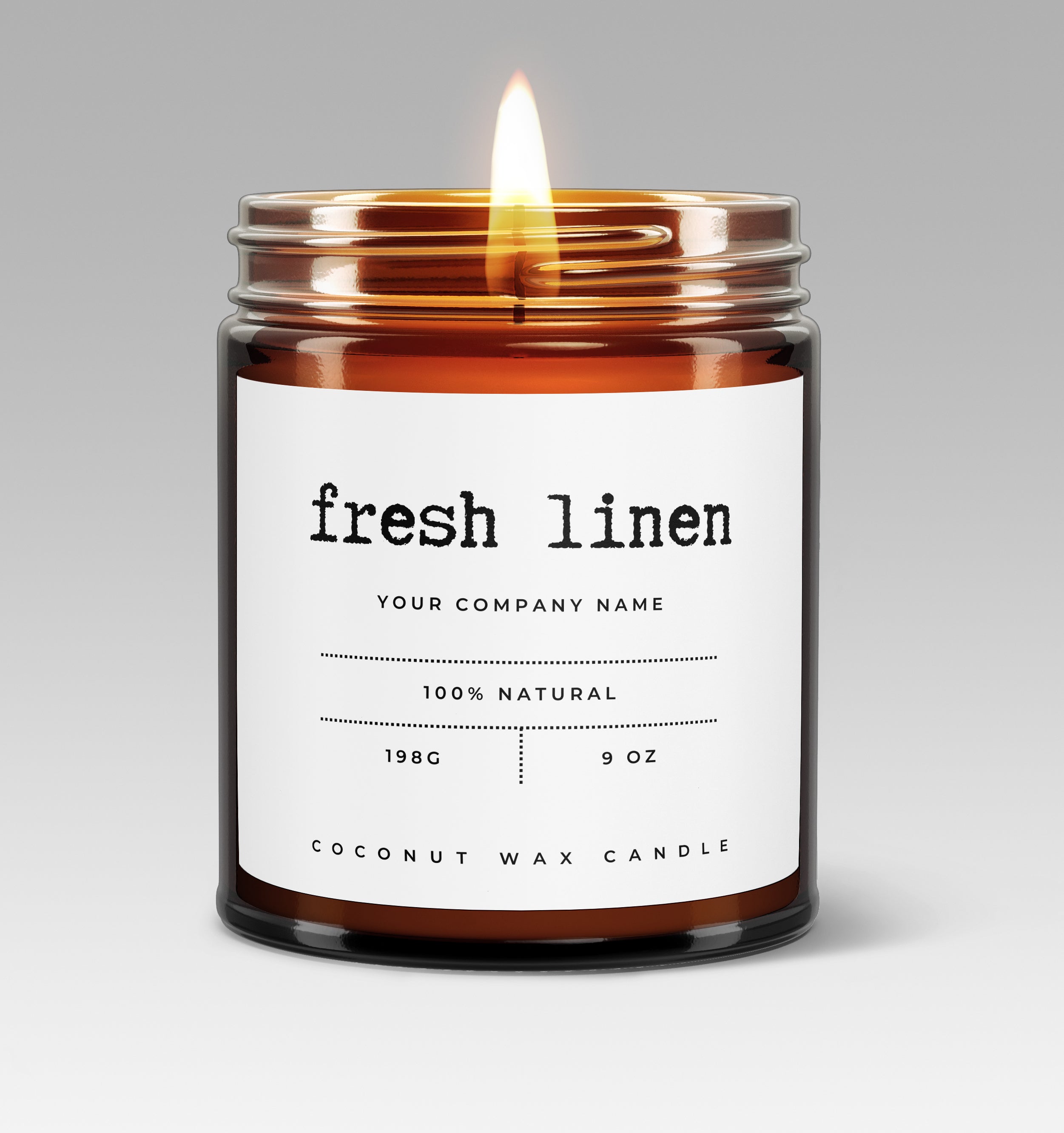Pre-Designed Label, Amber Glass Jar Candle Style 6