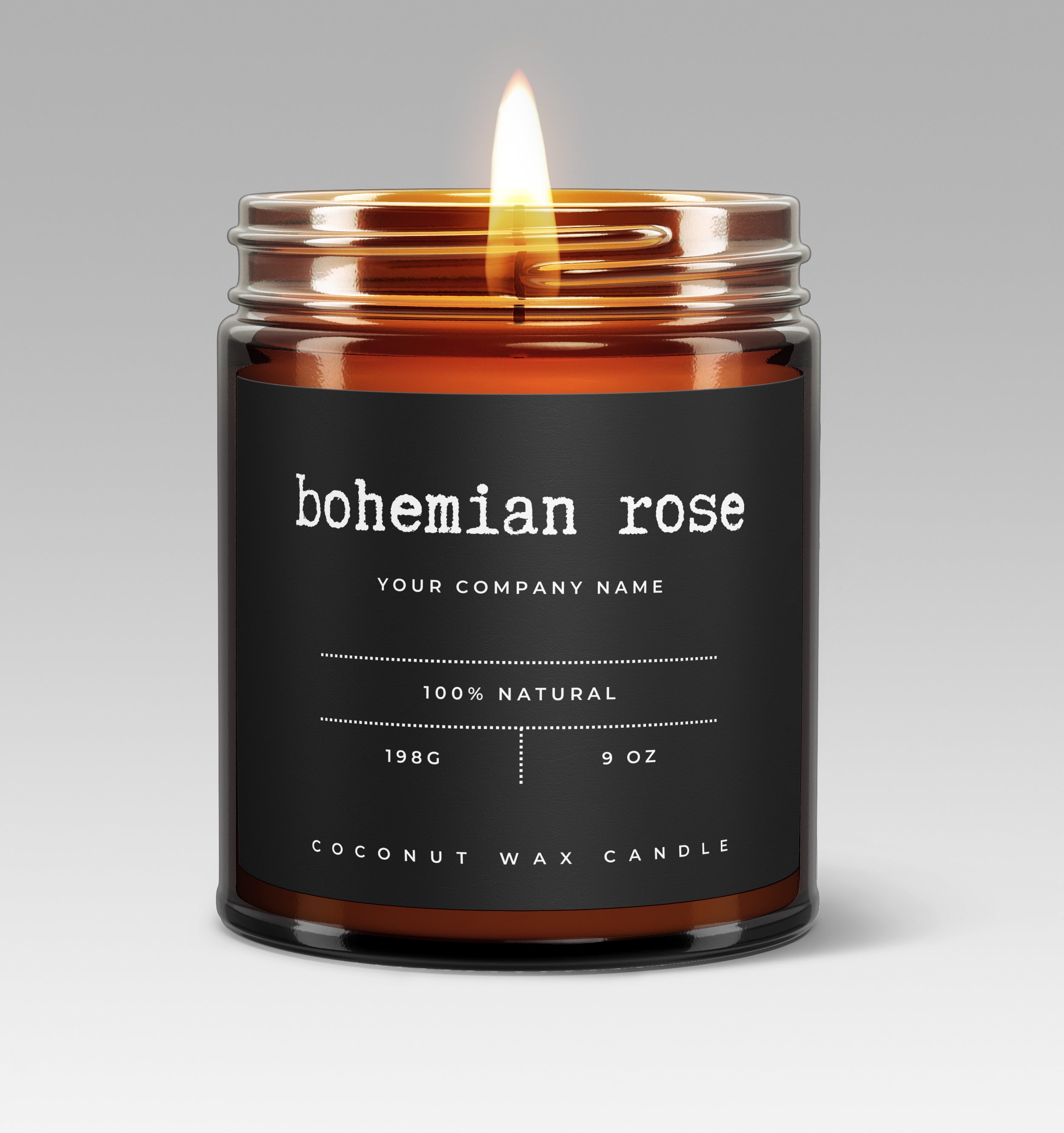 Pre-Designed Label, Amber Glass Jar Candle Style 7