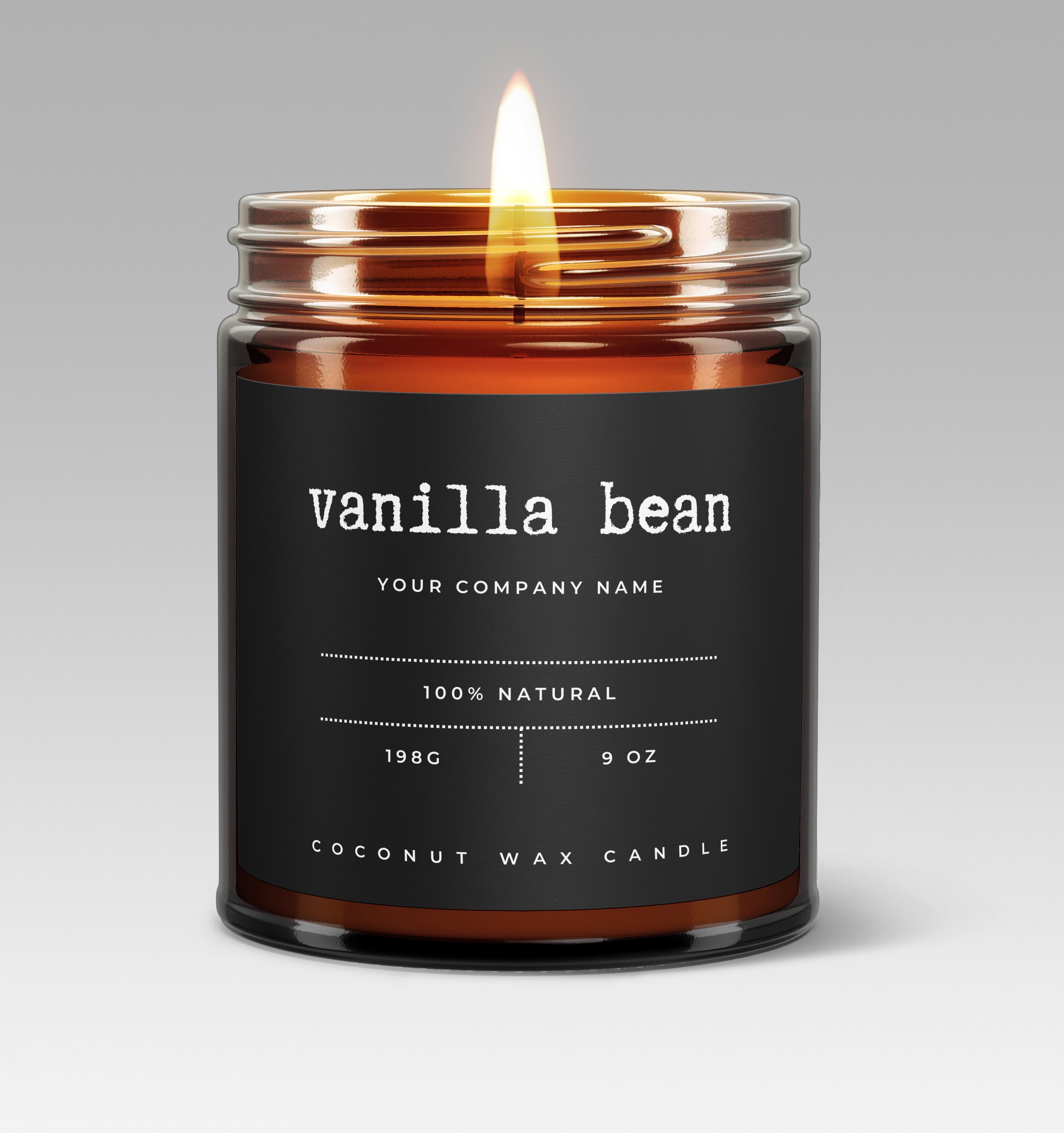 Pre-Designed Label, Amber Glass Jar Candle Style 7