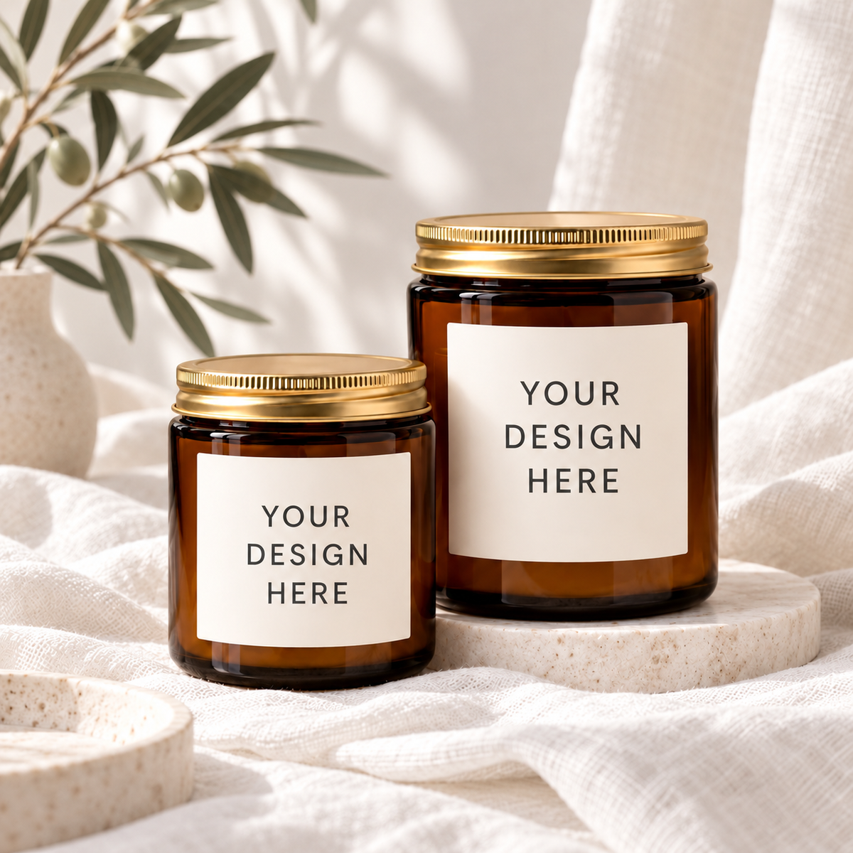 Diseñe su vela: frasco de vidrio ámbar de 4 oz y 9 oz (opción 2)