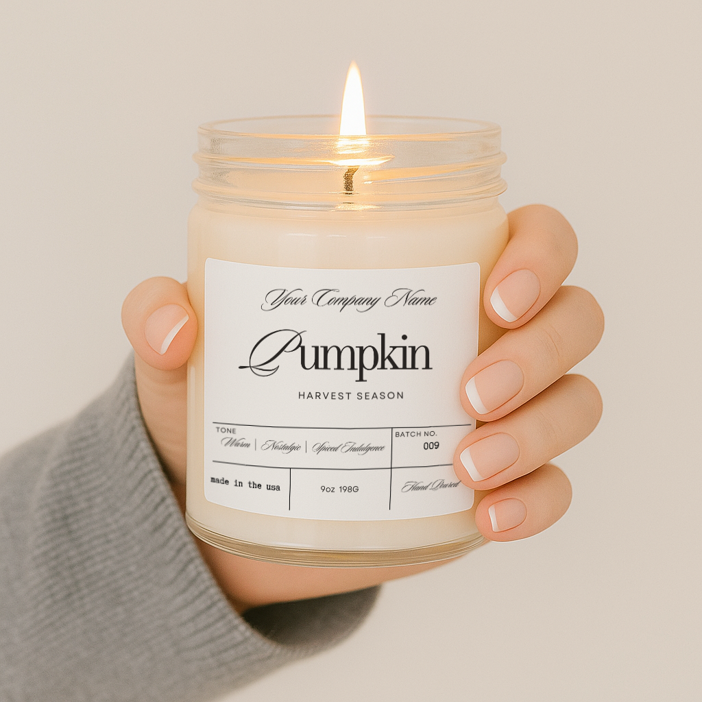 Pre-Designed Label, Clear Glass Jar Candle Style 7