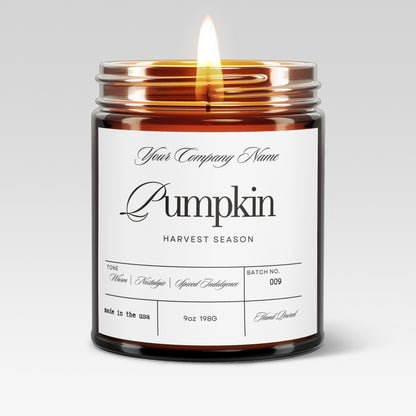 Pre-Designed Label, Amber Glass Jar Candle Style 11
