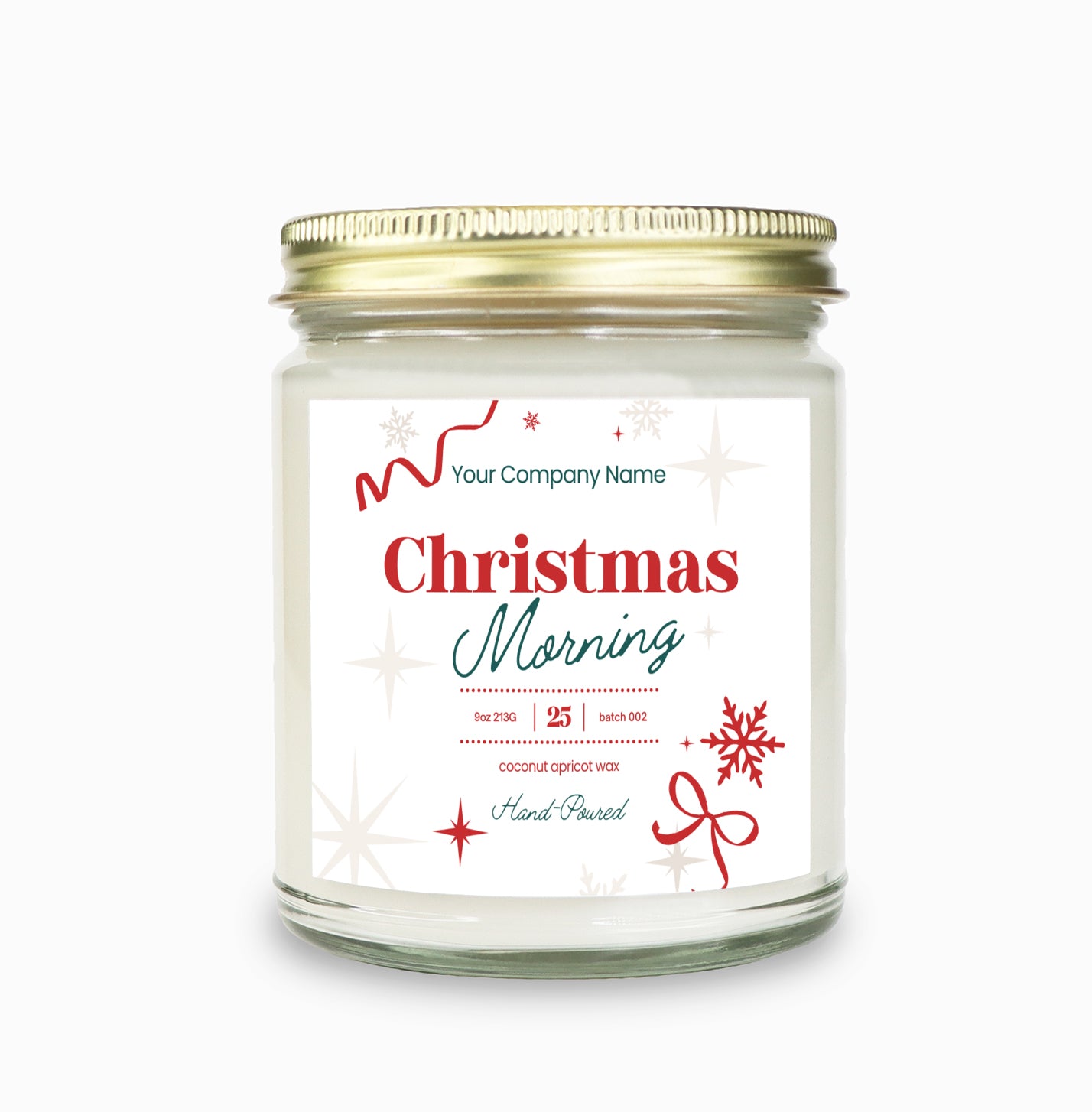 Pre-Designed Label, Clear Glass Jar Candle Holiday Style 4
