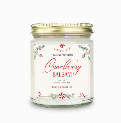 Pre-Designed Label, Clear Glass Jar Candle Holiday Style 5