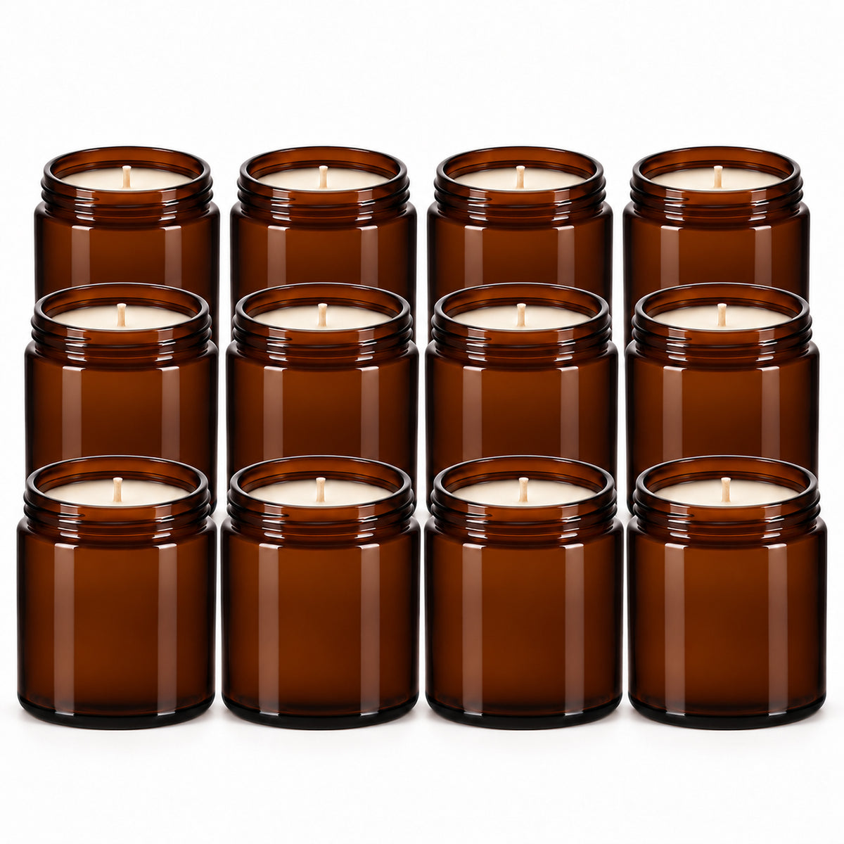 Private Label Candles - 4oz & 9oz Amber Glass Jar (Qty 12)