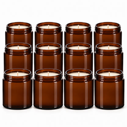 Private Label Candles - 4oz & 9oz Amber Glass Jar (Qty 12)