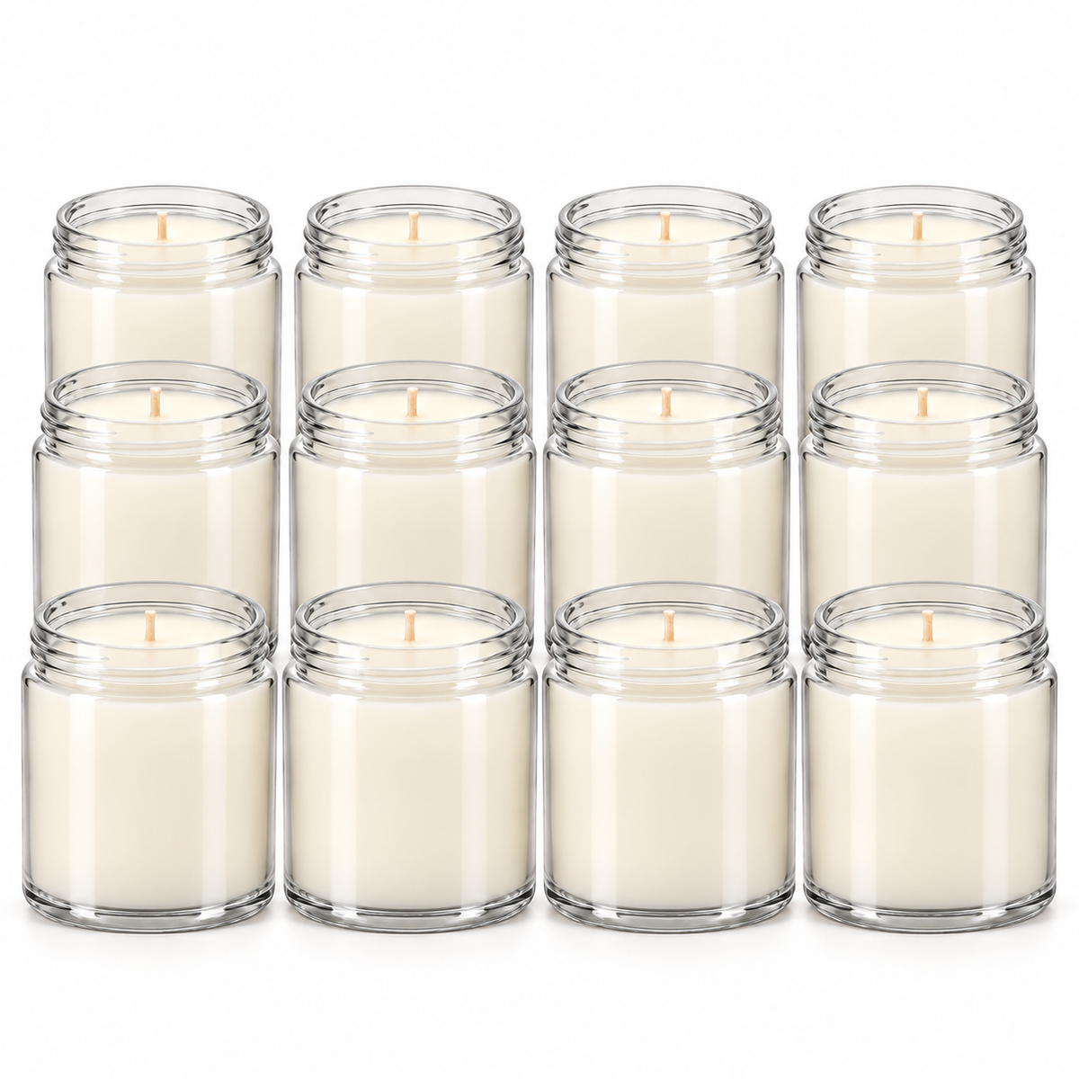 Private Label Candles - 4oz & 9oz Clear Glass Jar (Qty 12)