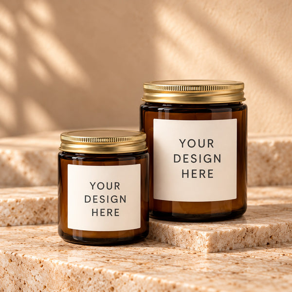 Design Your Own Candle - 4oz & 9oz Amber Glass Jar (Option 2)