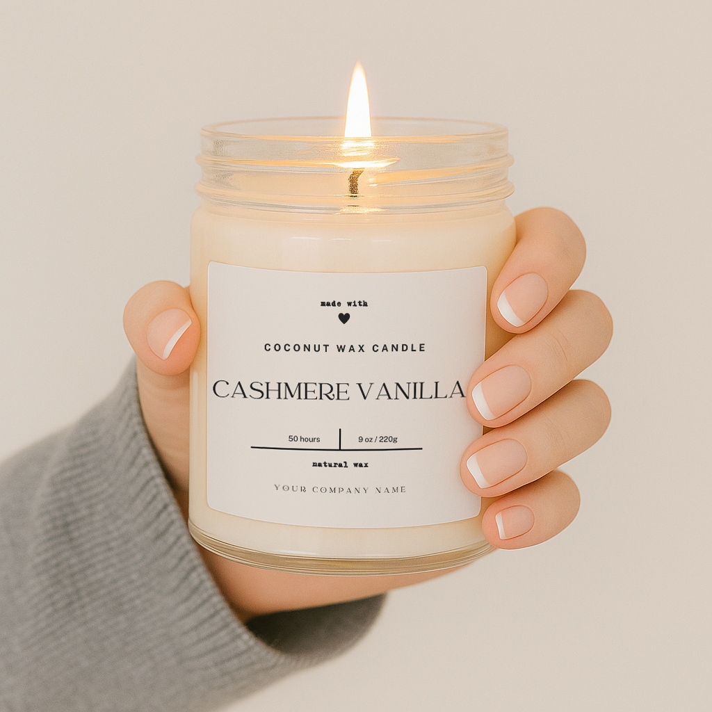 Pre-Designed Label, Clear Glass Jar Candle Style 10