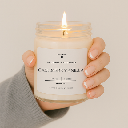 Pre-Designed Label, Clear Glass Jar Candle Style 10