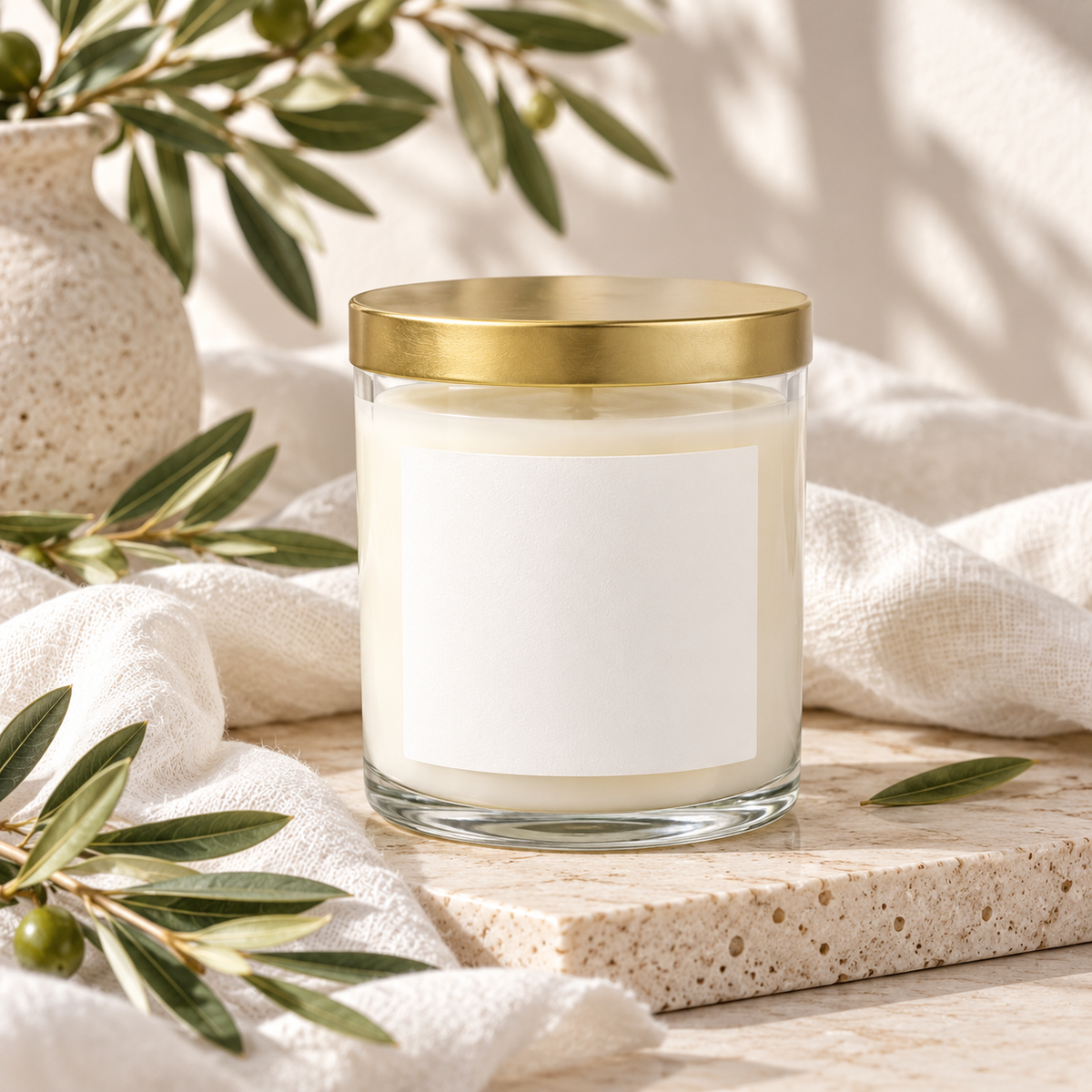 Tumbler candle with blank label