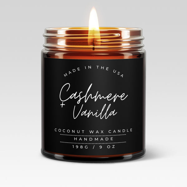 Pre-Designed Label Candle - 4oz & 9oz Amber Glass Jar, Style 12